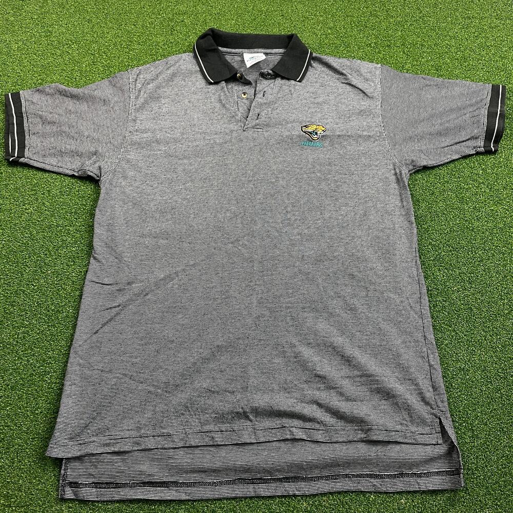 Vintage Dynasty Jacksonville Jaguars NFL Football Black Polo Shirt Sz L